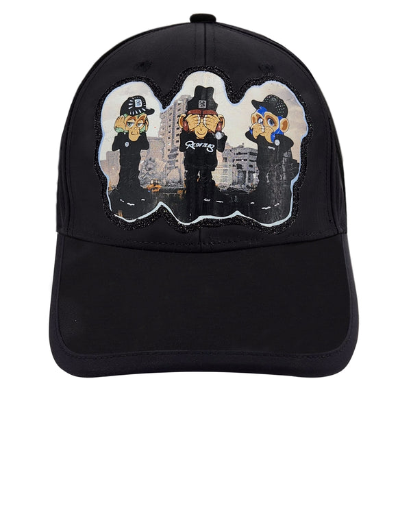 REDFILLS PATCH THREE MONKEYS FULL BLACK 2.0 CAP