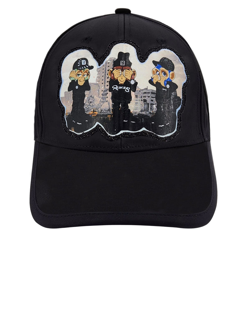 REDFILLS PATCH THREE MONKEYS FULL BLACK 2.0 CAP
