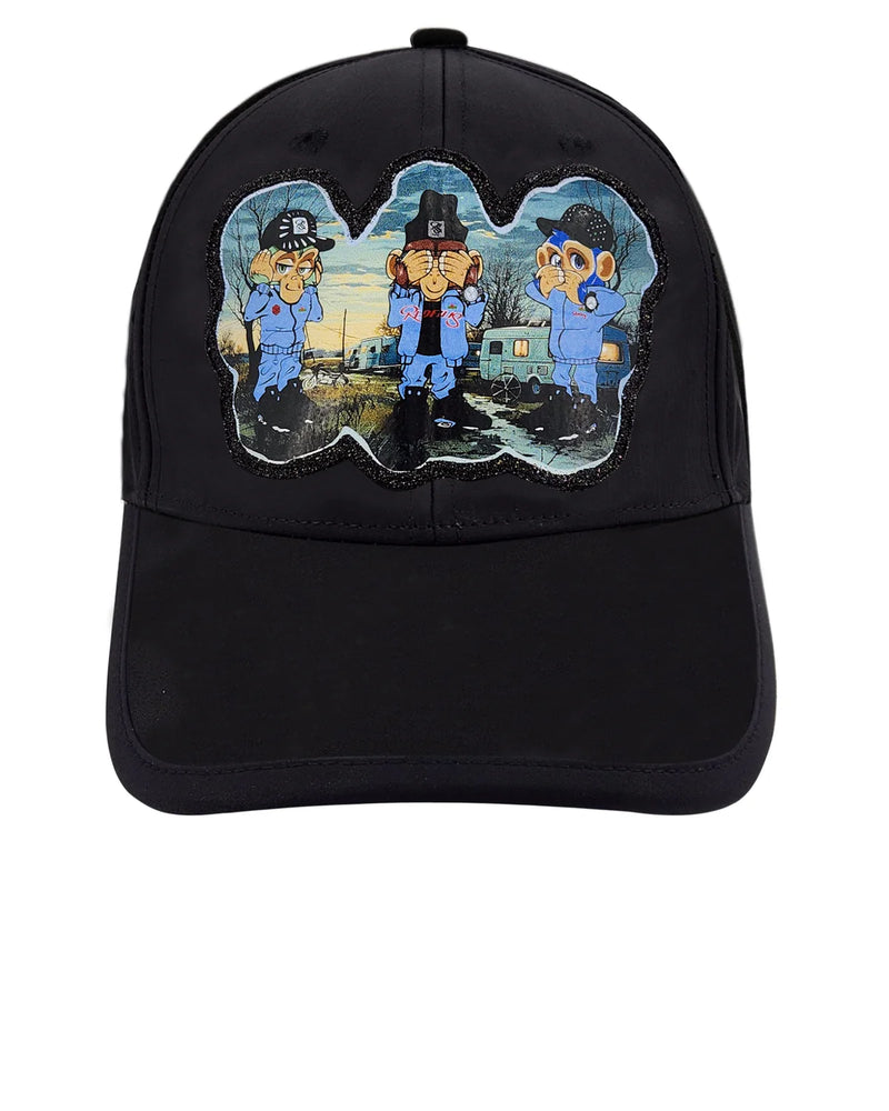 REDFILLS PATCH THREE MONKEYS FULL BLACK 2.0 CAP