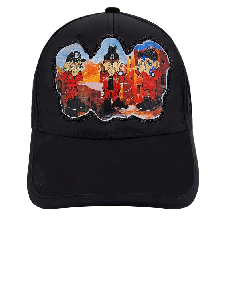 REDFILLS PATCH THREE MONKEYS FULL BLACK 2.0 CAP