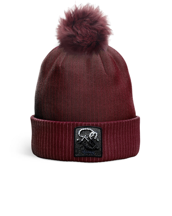 REDFILLS BURGUNDY RS HIMALAYA POMPOM BEANIE