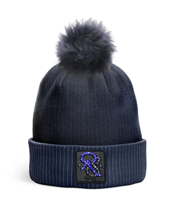 REDFILLS NAVY RS SAPPHIRE POMPOM BEANIE
